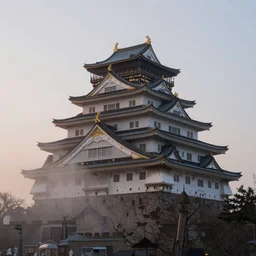 a highly detailed photo of a pan asian castle surrounded by a mist shot during twilight on 3 0 mm film painted by alena aenami, rendered in unreal engine