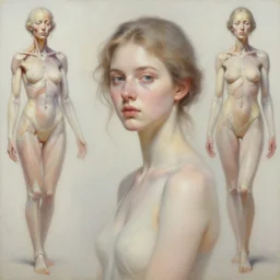 a beautiful woman, anatomy studies, aesthetic, oil painting, pale colors, high detail, 8 k, wide angle, octane render, trending on artstation,