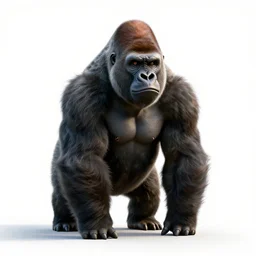mythical glowing gorilla, clean 3d render, full body, isolated on a pure white background, centered, entire subject in frame, sharp focus, soft studio lighting