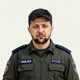 volodymyr zelenskyy wearing a police uniform, digital art