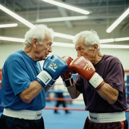 senior citizens boxing in Walmart, 35mm film