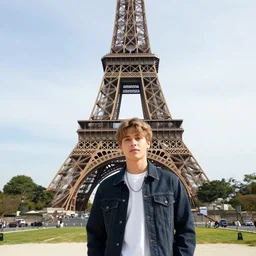 the gigachad visiting the Eiffel tower