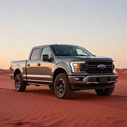 Ford F150 Nebula 2022 Truck on a Red Sand Beach, sunset