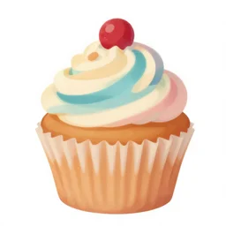 colourful cupcake, vector style, no background