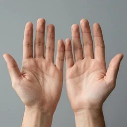 a photo of two open hands, front view