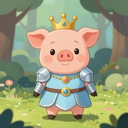 very cute and adorable little anthropomorphic piggy knight princess, piglet, cartoon , fantasy forest, pale blue armor, pretty, DeviantArt, Artstation, trending on artstation, Yee Chong, Sydney Hanson, Mickael Lelièvre, Jaeyeon Nam, derevschikova