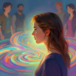 side portrait, imogen poots, paladin, gloomhaven, colorful swirly ripples, gaudy colors, depth of field, soft, luminescent, organic matte painting, depth of field, by greg manchess, huang guangjian, greg rutkowski, jesper ejsing, magali villeneuve, artgerm, ilya kuvshinov