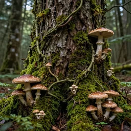 a forest made of mold, mushrooms, moss, and vines in the style of anti - art trending on artstation deviantart pinterest detailed high resolution hd 8 k