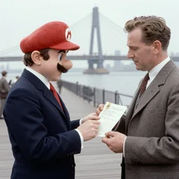 a historical photo of Super Mario at Ellis Island getting his citizenship from 1904