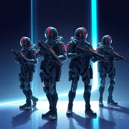 futuristic swat team, high tech suits, neon, artstation, cartoon, elegant, highly detailed, digital painting, concept art, smooth, sharp focus, illustration, art by ghibli, makoto shinkai, don bluth, fujita goro, jean giraud, atey ghailan, akihiko yoshida, tom whal