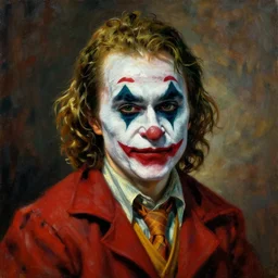 Portrait of Harry Potter wither joker make up oil painting by Rembrandt van Rijn