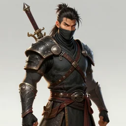 Portrait of a DnD character, Barbarian, Ninja, male, finesse, artstationHQ, artstationHD
