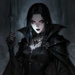portrait of a Dark Sorcerer Woman, dramatic lighting, illustration by Greg rutkowski, yoji shinkawa, 4k, digital art, concept art, trending on artstation