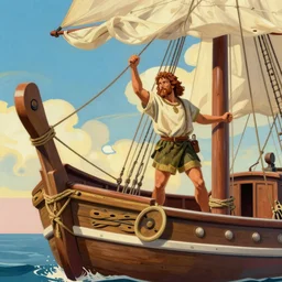 odysseus tied to the mast of a ship, digital art by eugene de blaas and ross tran, vibrant color scheme, highly detailed, in the style of romanticism, cinematic, artstation, greg rutkowski