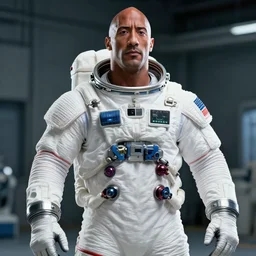 dwayne the rock johnson in a spacesuit, highly detailed, 8k resolution, photorealistic, smooth