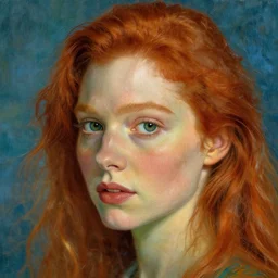 beautiful redhead woman, Portrait, Closeup, van gogh