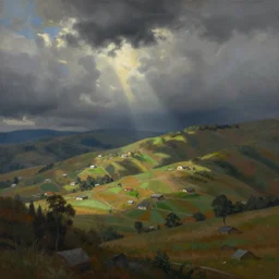 a beautiful landscape painting by clyde aspevig, trending on arstation