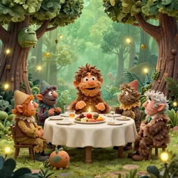 elves by jim henson having a party with tree monsters, some fireflies, by brian froud and alan lee, highly detailed, intricate, fantasy, concept art, matte painting, sharp focus, smooth, lighting by greg rutkowski, rich vivid color scheme, octane rendered
