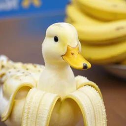 banana duck spotted at Walmart, peeled banana with duck eyes and beak, depth of field, ISO 300, close-up.