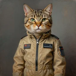 epic professional digital art of male anthropomorphic tabby cat wearing air force jumpsuit, painting, by leesha hannigan, iris van herpen, artstation, cgsociety, wlop, epic, much wow, much detail, gorgeous, detailed, cinematic, masterpiece