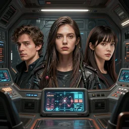 a hyper detailed octane render concept art by xision wu, kerem beyit, sandara tang portrait of cyberpunk panel control spaceship room, dim lighting, detailed portraits, unreal engine 5, highly rendered,, digital painting, artstation, concept art, smooth, sharp focus perfect horizontal ， symmetry illustration, detailed and intricate environment artstation hq