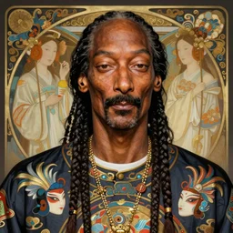 portrait of snoop dogg, machine face, upper body, decorated with chinese opera motifs, asian, traditional chinese art, intricate, elegant, highly detailed, digital painting, artstation, concept art, smooth, sharp focus, illustration, art by artgerm and greg rutkowski and alphonse mucha, 8 k