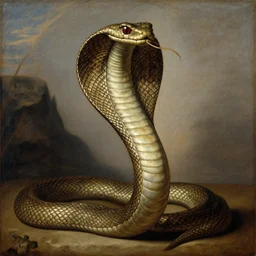 majestic painting of a cobra snake by Michelangelo Merisi da Caravaggio