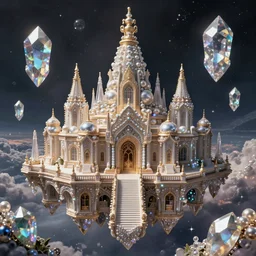 delicate magic the gathering illustration by charles vess of a massive temple constructed of carved iridescent pearls and house - sized crystals of impossible architecture floating in the astral plane, trending on cgsociety.