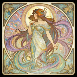 side profile cenetered portrait, maya ali wind sorcerer, design by artgerm, cushart krenz, greg rutkowski, alphonse mucha. gloomhaven, swirly vibrant color lines ripples, pastel colors, sharp edges. ultra clear detailed. 8 k. ultra detailed, elegant, intricate, octane render