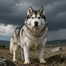 a morbidly obese husky, photorealistic
