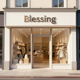 a store front that says blessing
