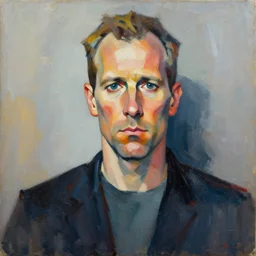 abstract expressionist portrait painting of mike ehrmantraut in the art style of disco elysium
