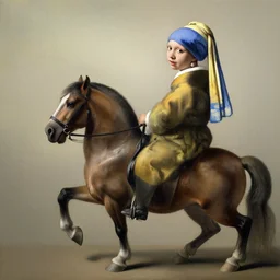 capybara riding a horse by johannes vermeer