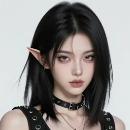 ultra realistic style illustration of an androgynous gorgeous fae with shoulder length black hair pale skin and beautiful eyes wearing badass punk clothes, headshot, fantasy, intricate, elegant, highly detailed, digital painting, artstation, concept art, smooth, sharp focus, illustration, 8 k frostbite 3 engine, ultra detailed