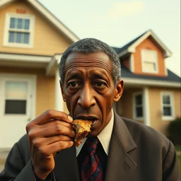 gustavo fring eating a house, portrait, photography