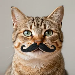 cat wearing a fake moustache