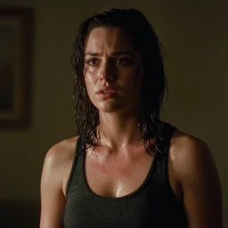 bully maguire as the american psycho, sweating profusely, cinematic still