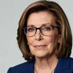 Photo of Nancy Pelosi wearing Warby Parker glasses, soft studio lighting, photo taken by Martin Schoeller for Abercrombie and Fitch, award-winning photo, 24mm f/1.4