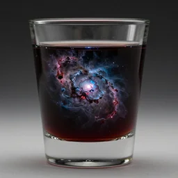 generate a dark nebula in a drinking glass, 8 k, extreme details very vibrant