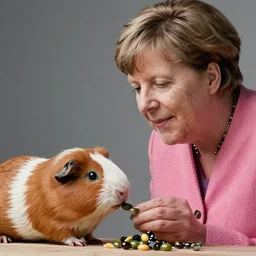 Angela merkel feeds her cute Guinea pigs, detailed photo, 8k, HD