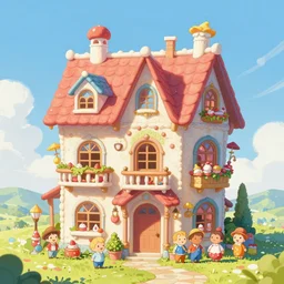 a candy house in fairy tale ， extremely detailed, sharp focus, wide view, full body shot, smooth, digital illustration, by james jean, by rossdraws, frank franzzeta, mcbess, sakimichan, brosmin, danton fadeev, steve simpson