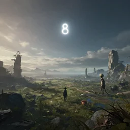 an alien landscape with ton 6 1 8 in the sky, 8 k uhd, unreal engine, octane render in the artstyle of finnian macmanus, john park and greg rutkowski