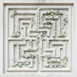 thin lines, fractals, lichen macro, crenelated, serpentine twisty maze, carved soapstone ceiling relief paneling white and pale green