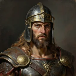 dramatic painting of zeus as a tarkov player, wearing helmet, painterly, caravaggio, 3 d render, detailed face,