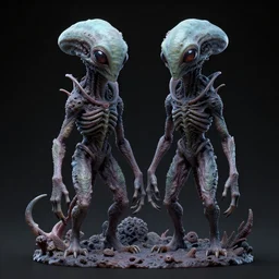a couple of weird looking alien like creatures, a microscopic photo by wayne barlowe, zbrush central contest winner, sub surface scattering, anti aliashing, cosmic horror, lovecraftian, fractalism