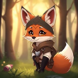 adorable portrait of medieval anthropomorphic artic fox ranger with a fluffy tail in the forest, comic art, trending on furaffinity, cartoon, kawaii, backlighting, furry, radiant light, bokeh, fairytale illustration, trending on artstation, digital art