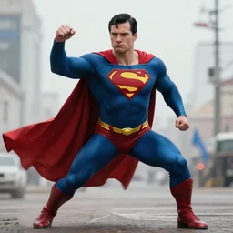 vladimir putin as superman, soviet son, realistic, cinematic, action pose,