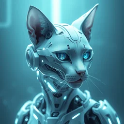 a white cast futuristic biomechanical cybercat, futuristic digital painting, cyberpunk, 8 k,