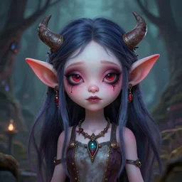 a portrait of a cute psychotic fantasy goblin girl by Ross Tran and jeff easley