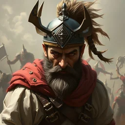 a warrior facing many college professors, artstation